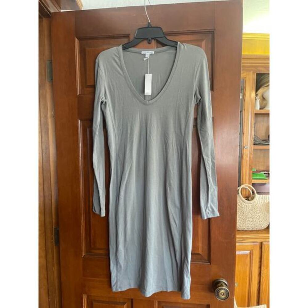 James Perse V-Neck Long Sleeve Dress in Fawn Taupe size 2(M)